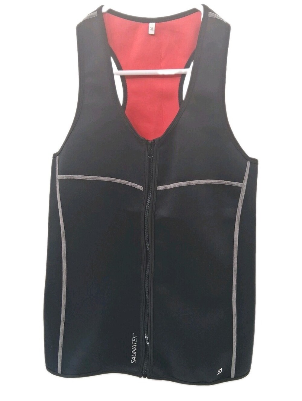 SaunaTek Vest Women's XL Black Orange Full Zip Active Gym Walking Sleeveless
